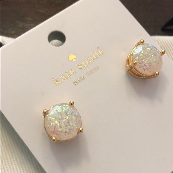 kate spade Jewelry - Kate Spade Opal Glitter Gold Earrings